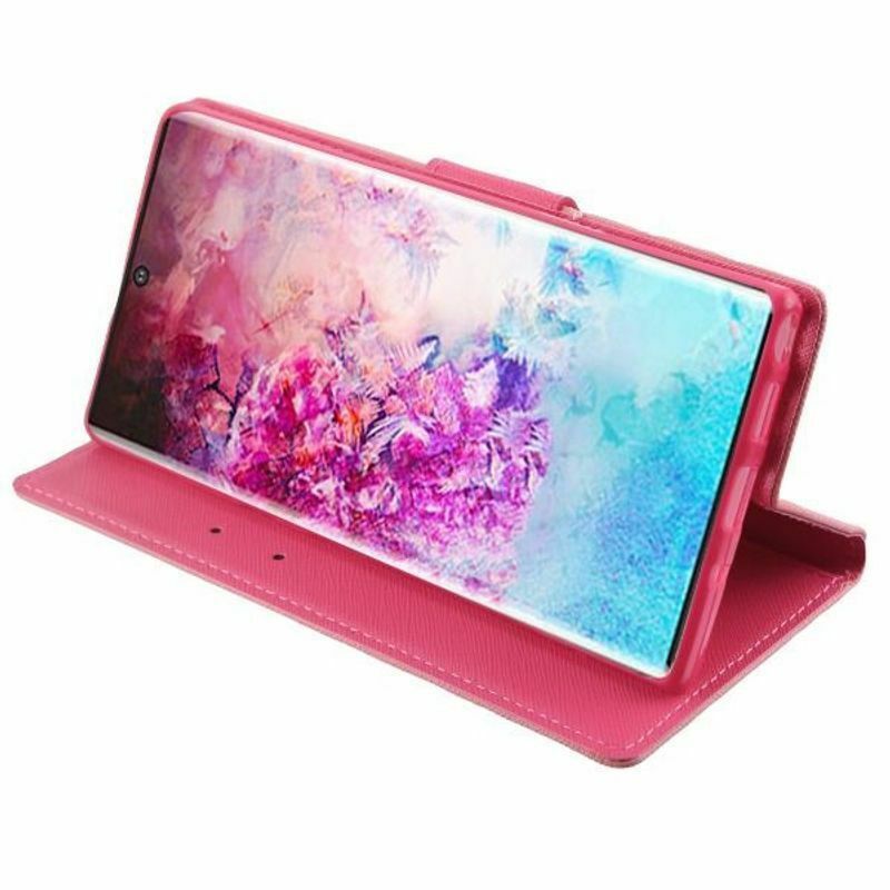 For  Galaxy Note 10 Plus Pink Liner MyJacket Leather Case Cover w/stand