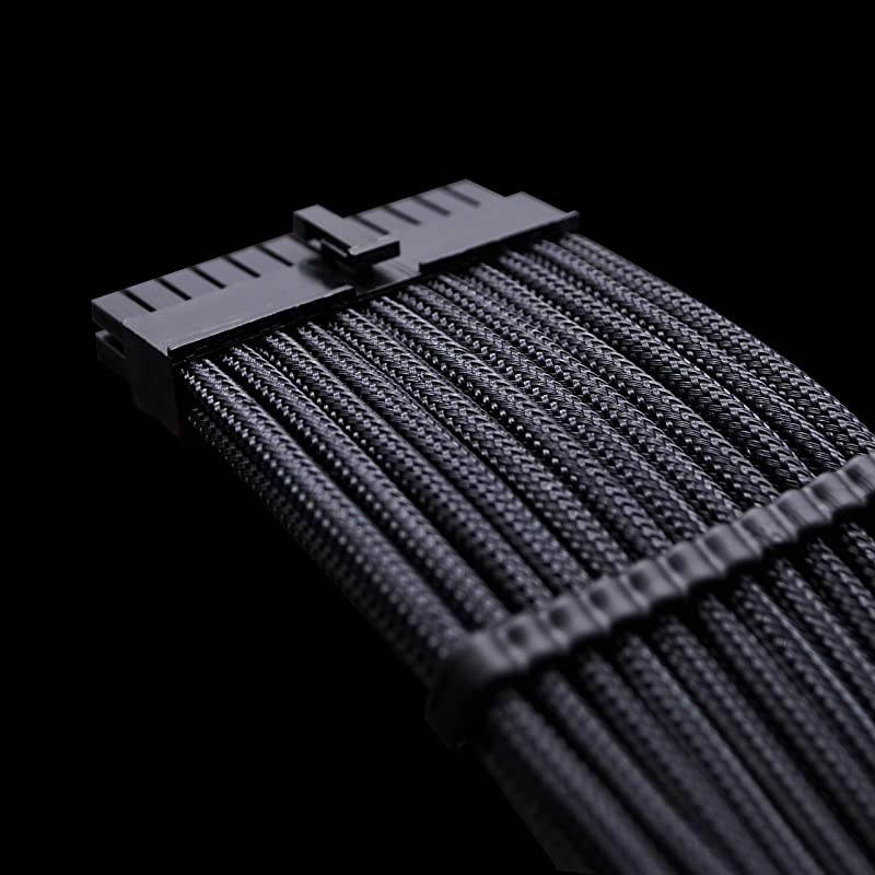 PSU Cable Extension kit Sleeved Cable Custom Power Supply Sleeved Extension 16 AWG 24-PIN 8-PIN 6-PIN 4+4-PIN with Combs- Black/Purple