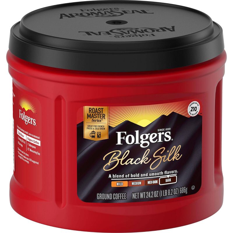Folgers Black Silk Dark Roast Ground Coffee - 24.2oz