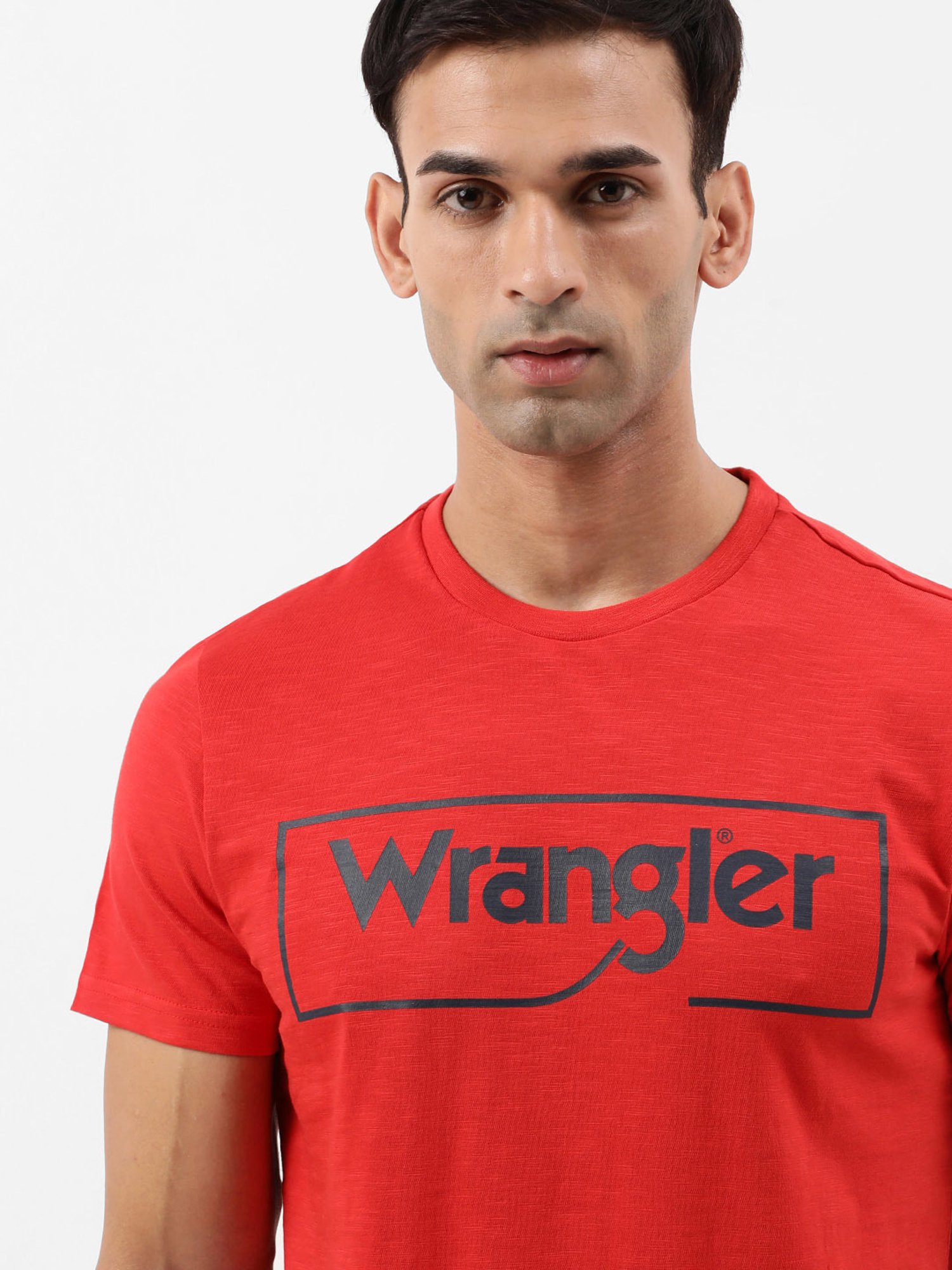 Wrangler Red Regular Fit Printed Crew T-Shirt