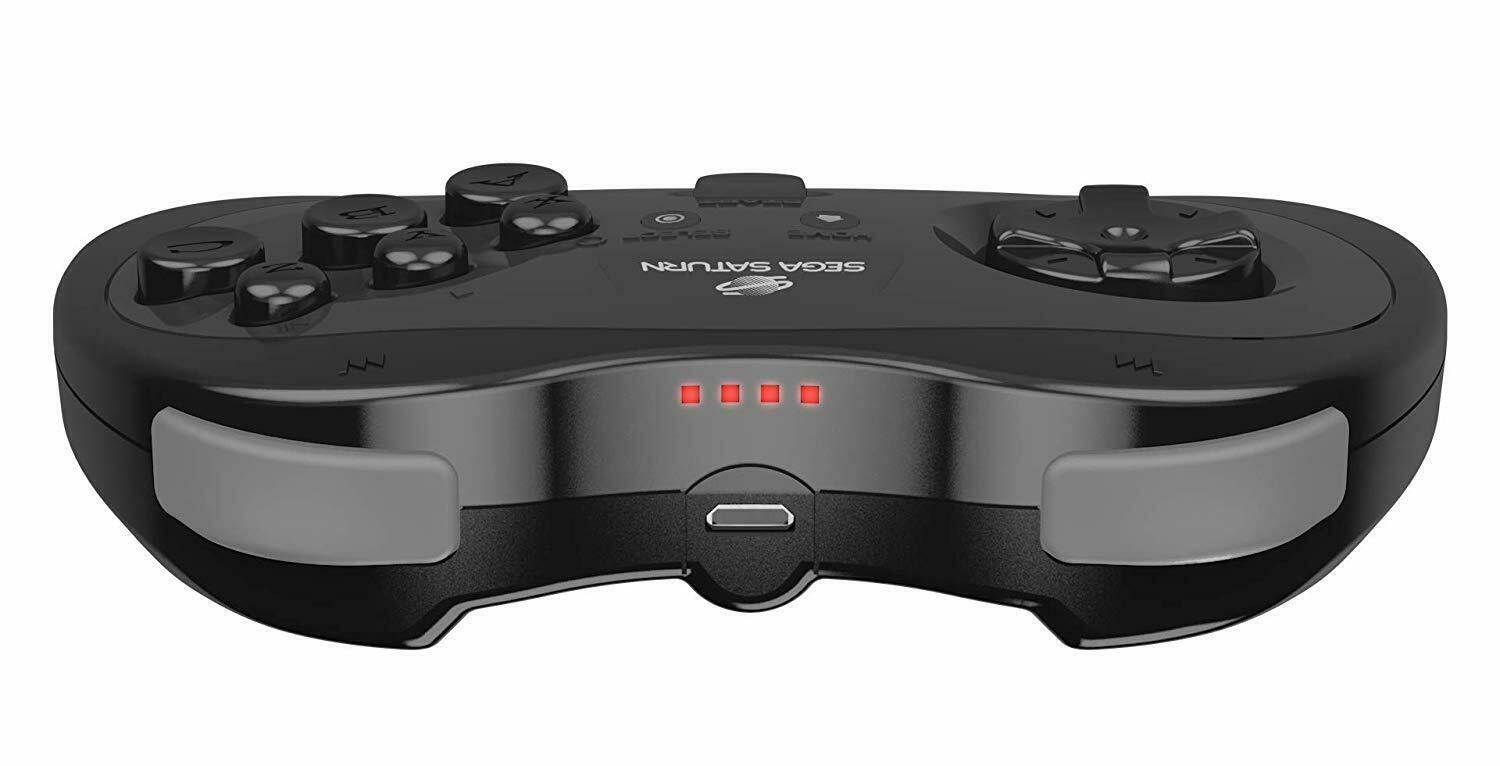 Retro-Bit Official Sega Saturn Bluetooth Controller 8-Button Arcade Pad for Nintendo Switch, PC, Mac, Android, Steam - Black