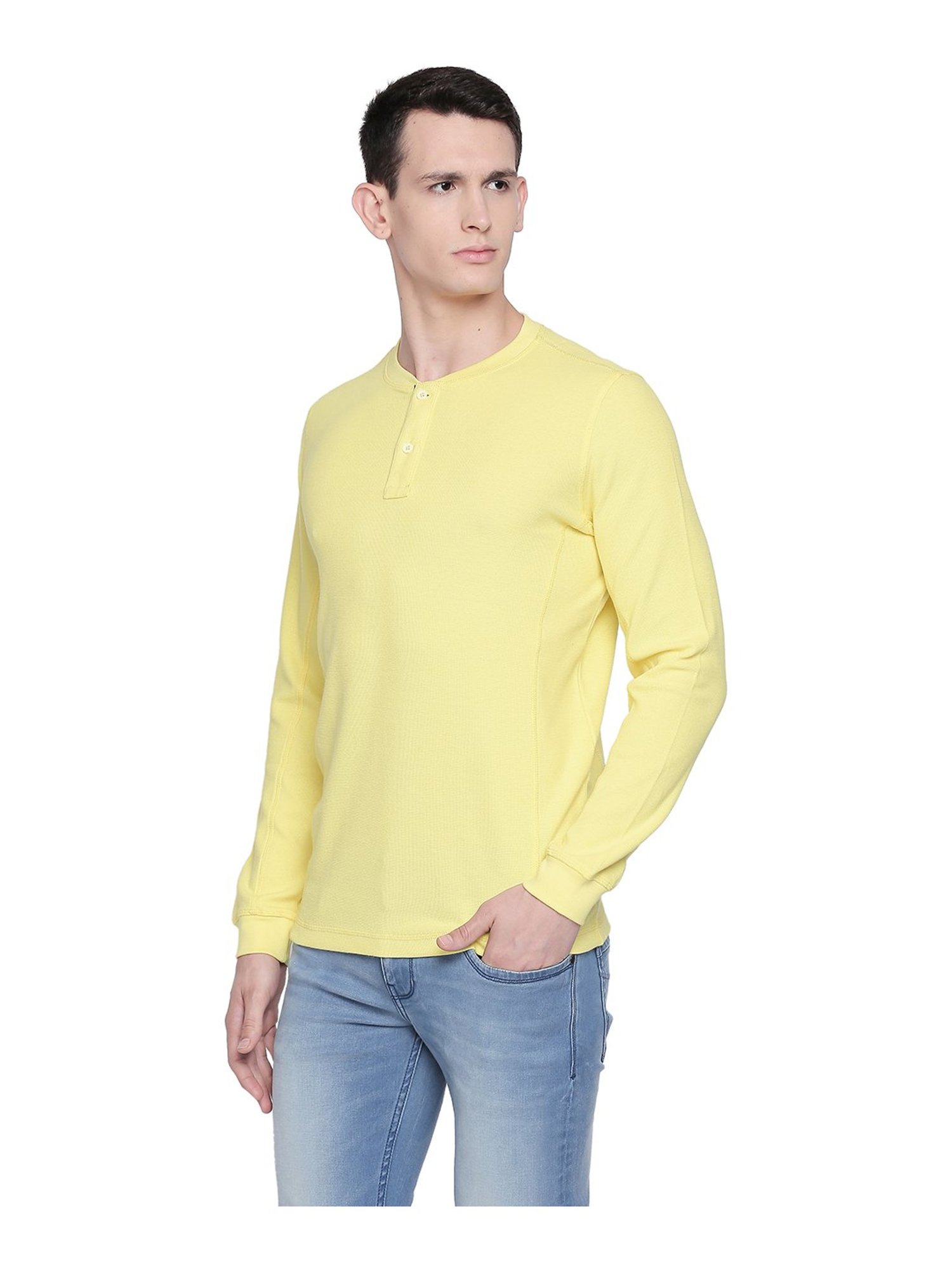Basics Yellow Henley T-Shirt