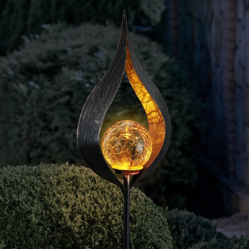 37.2" Solar Flame Torch Stake Black - Exhart