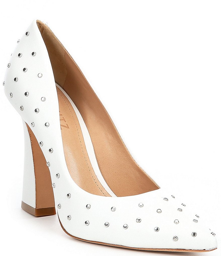 Schutz Belmira Studded Leather Pointed Toe Pumps