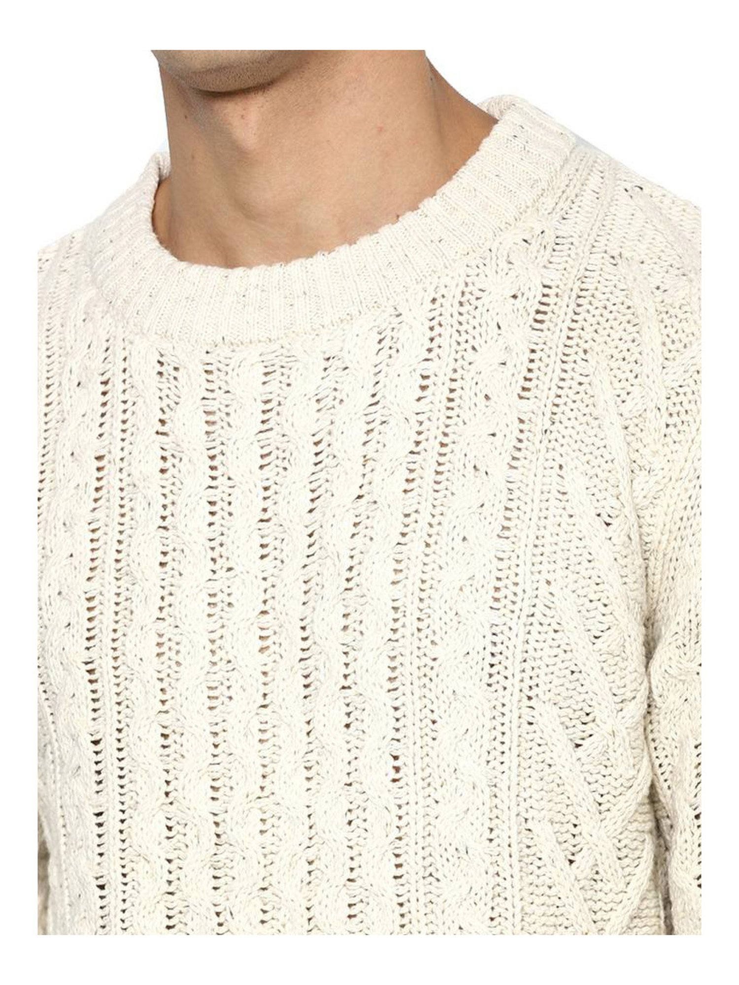 American Eagle Outfitters Cream Regular Fit Self Pattern Sweater