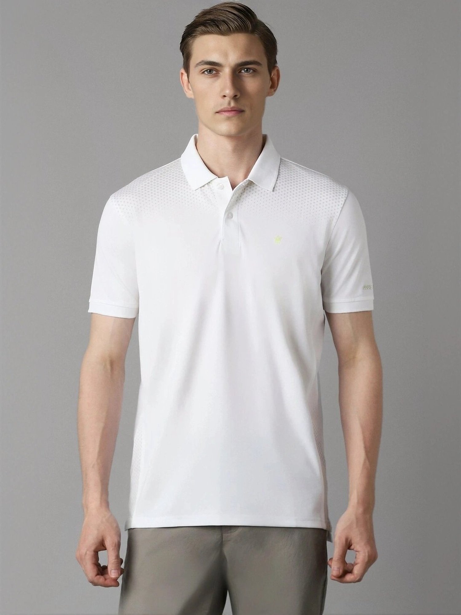 Louis Philippe White Regular Fit Printed Polo T-Shirt