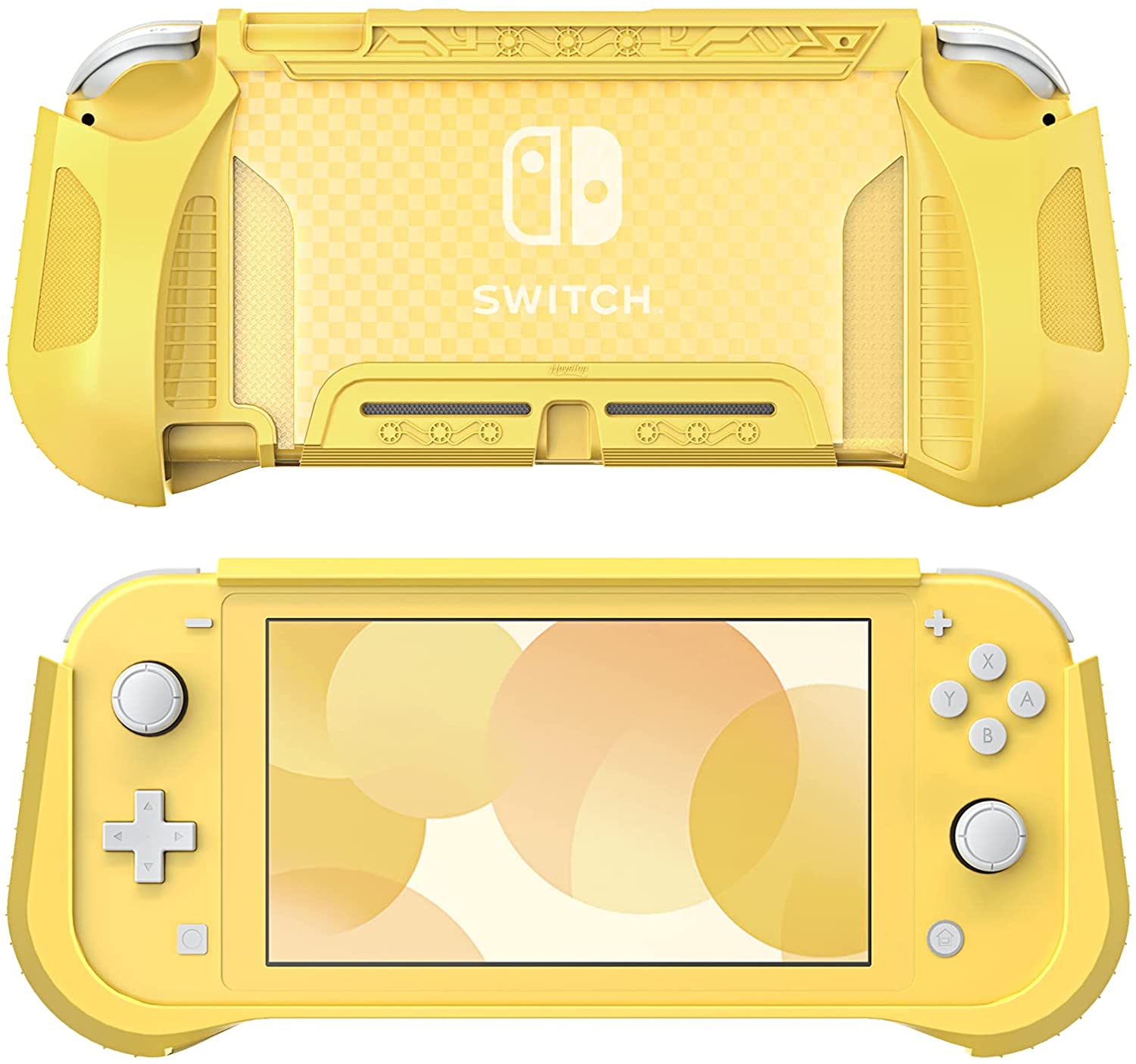 HEYSTOP Case Compatible with Nintendo Switch Lite, with Tempered Glass Screen Protector and 6 Thumb Grip, TPU Protective Cover for Switch Lite with Anti-Scratch/Anti-Dust (Yellow)