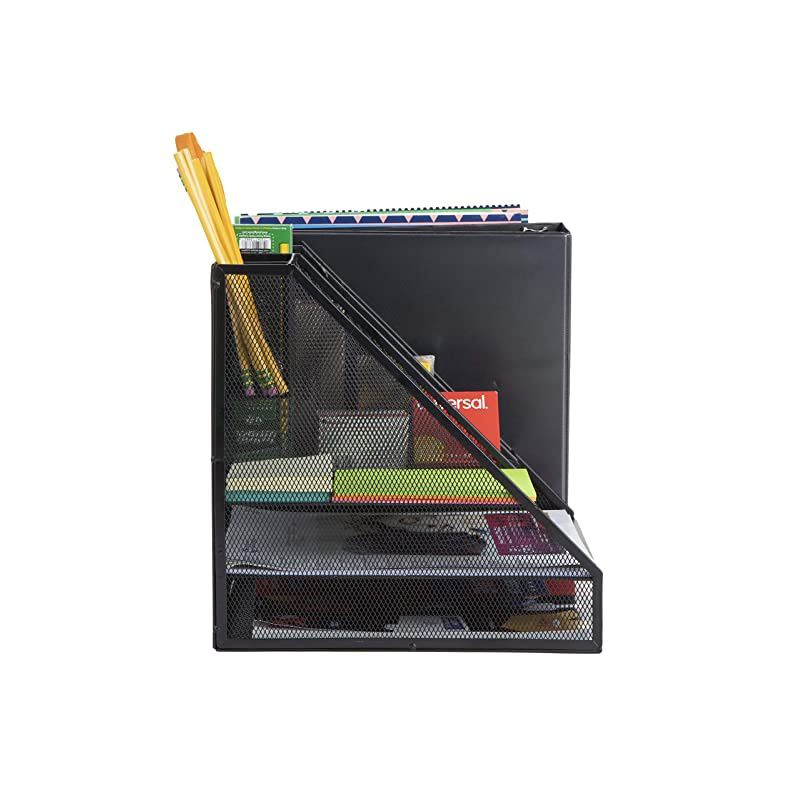 MESHORGBLK Mesh Organizer 8 Compartments Desktop Document Letter Tray for Folders Mail Stationary Desk Accessories Black 8 Comp