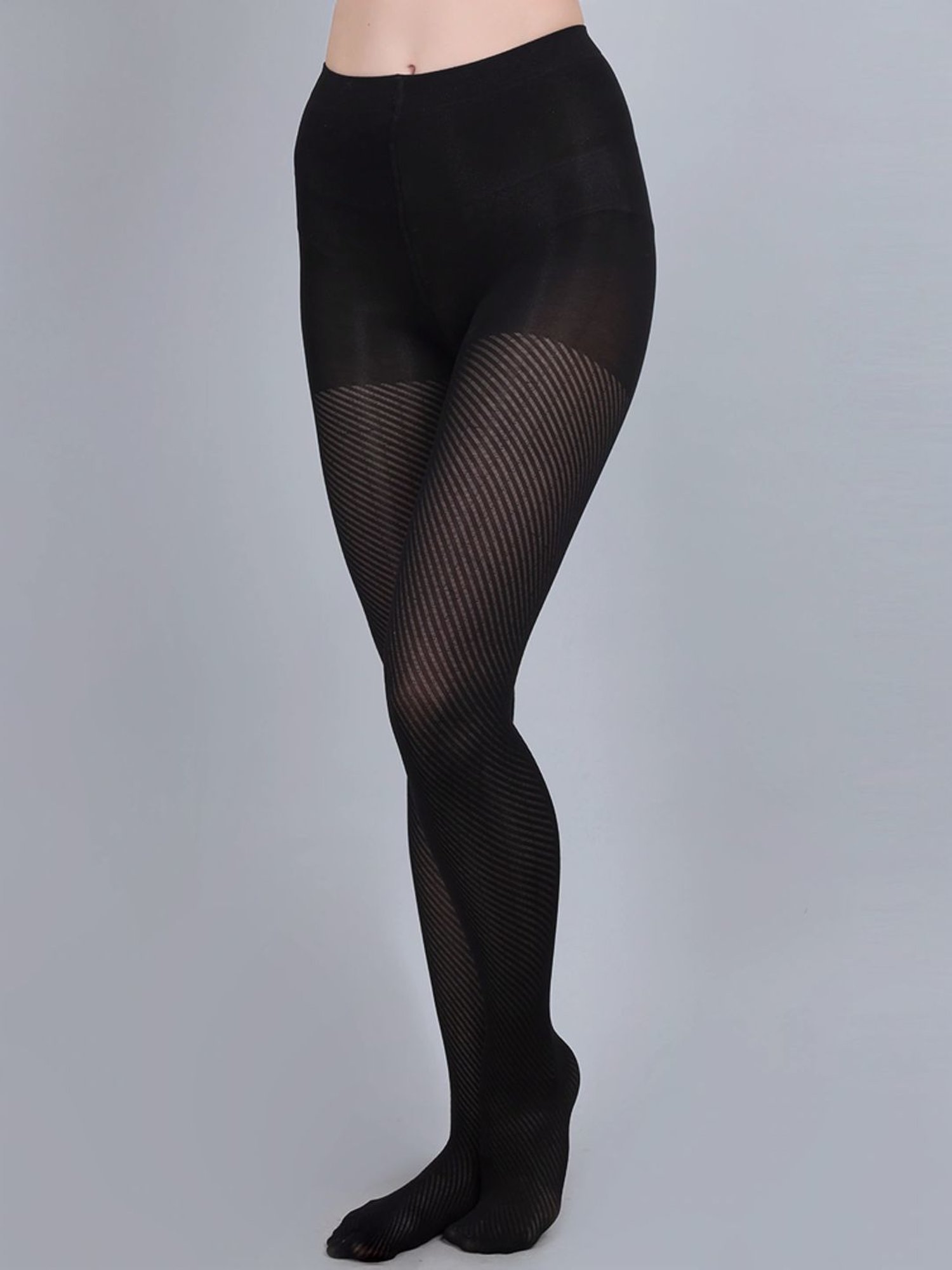 mod & shy Black Self Pattern Pantyhose Stockings