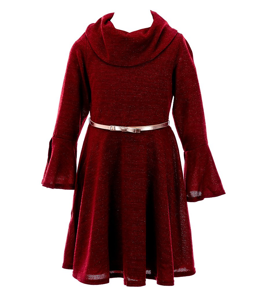 Rare Editions Big Girls 7-16 Bell-Sleeve Hacci Fit-And-Flare Dress