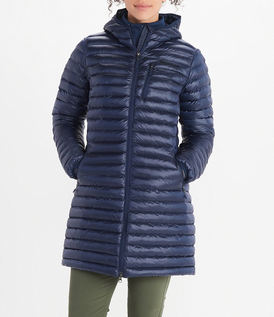 Marmot Long Avant 3M&trade; Thinsulate&trade; Featherless Hoodie Stand Collar Neck Long Sleeve Quilted Puffer Coat
