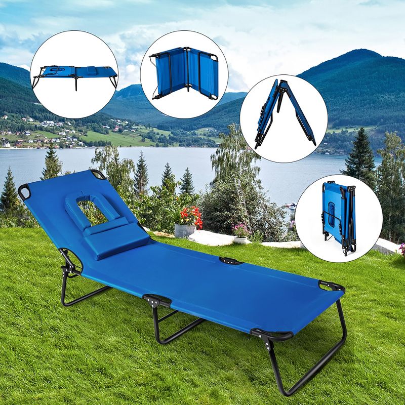Costway Folding Chaise Lounge Chair Adjustable Outdoor Patio Beach Camping Recliner