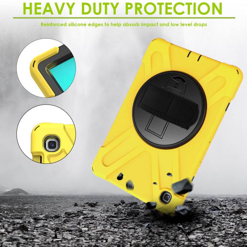 Galaxy Tab A 10.1 Case, Fits 2019 T510/T515 Shockproof Heavy Duty Shield Case Kickstand, Shoulder Strap Sling, Hand/Palm Strap For Samsung Galaxy Tab A 10.1 (2019) SM-T510 / SM-T515 (Red)