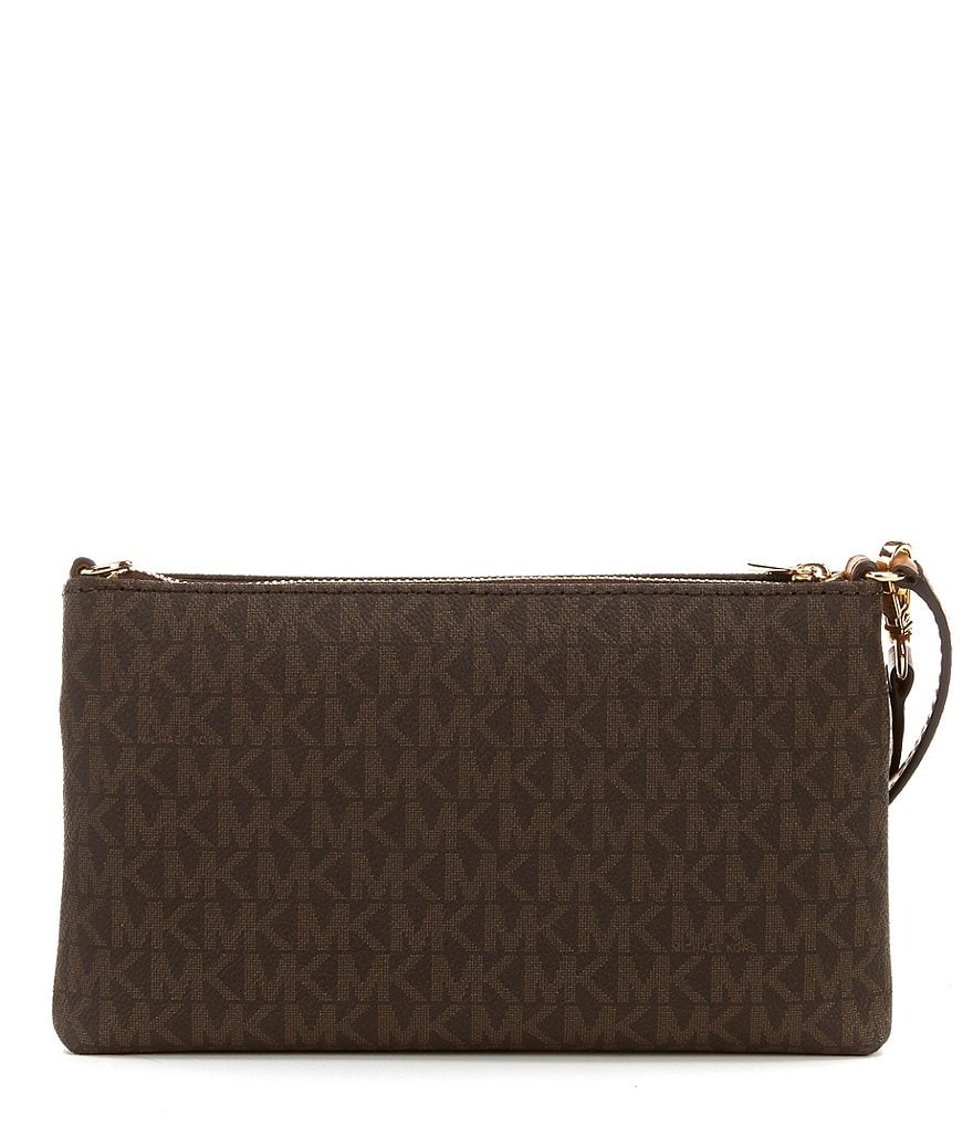 Michael Kors Zebra Signature Jet Set Double Zip Wristlet