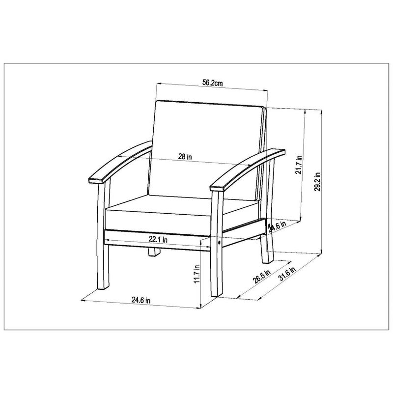 Laguna Beach 4pc Patio Conversation Set with Teak Finish - Black - Amazonia
