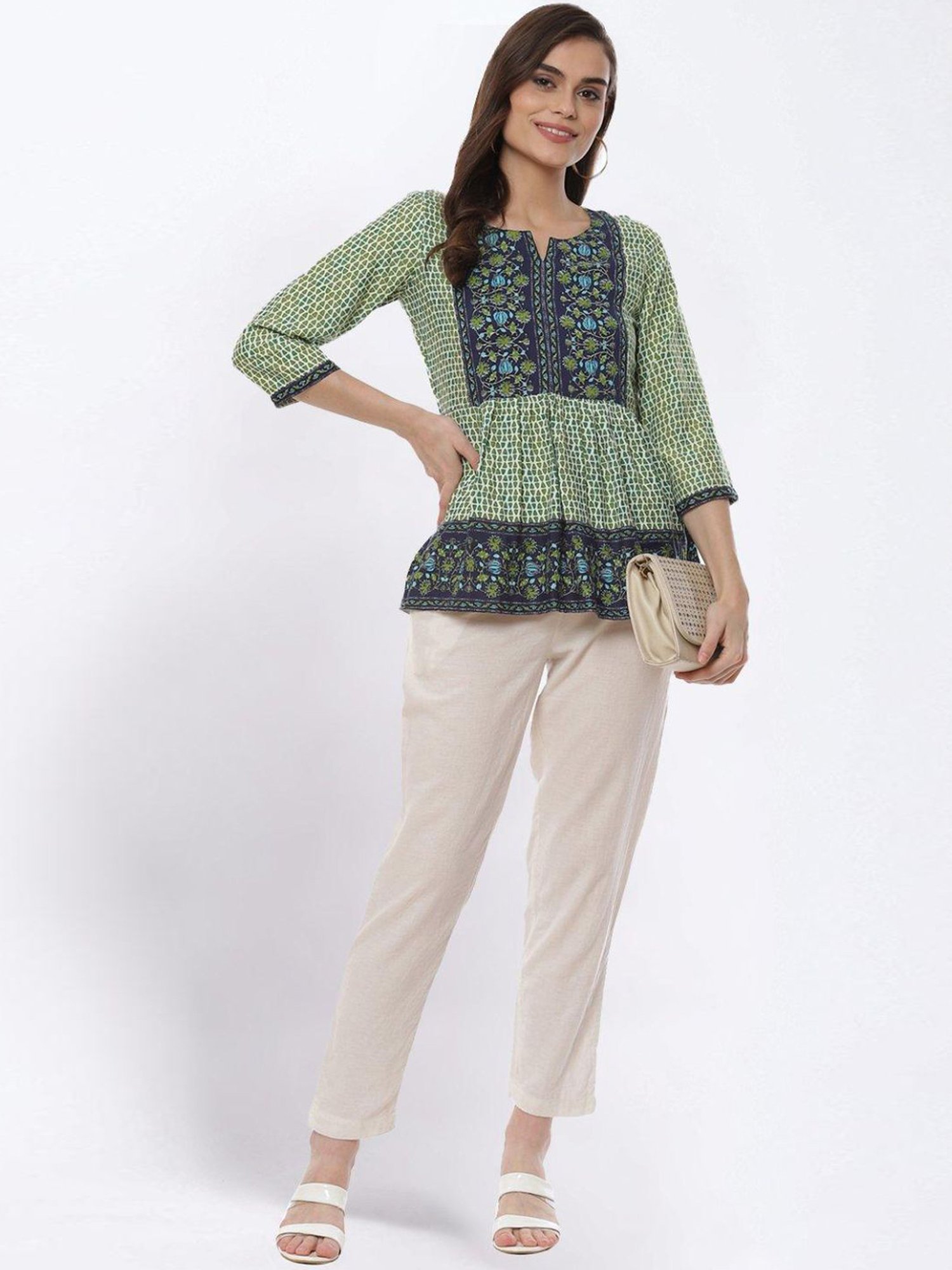 Rangriti Green Printed Top