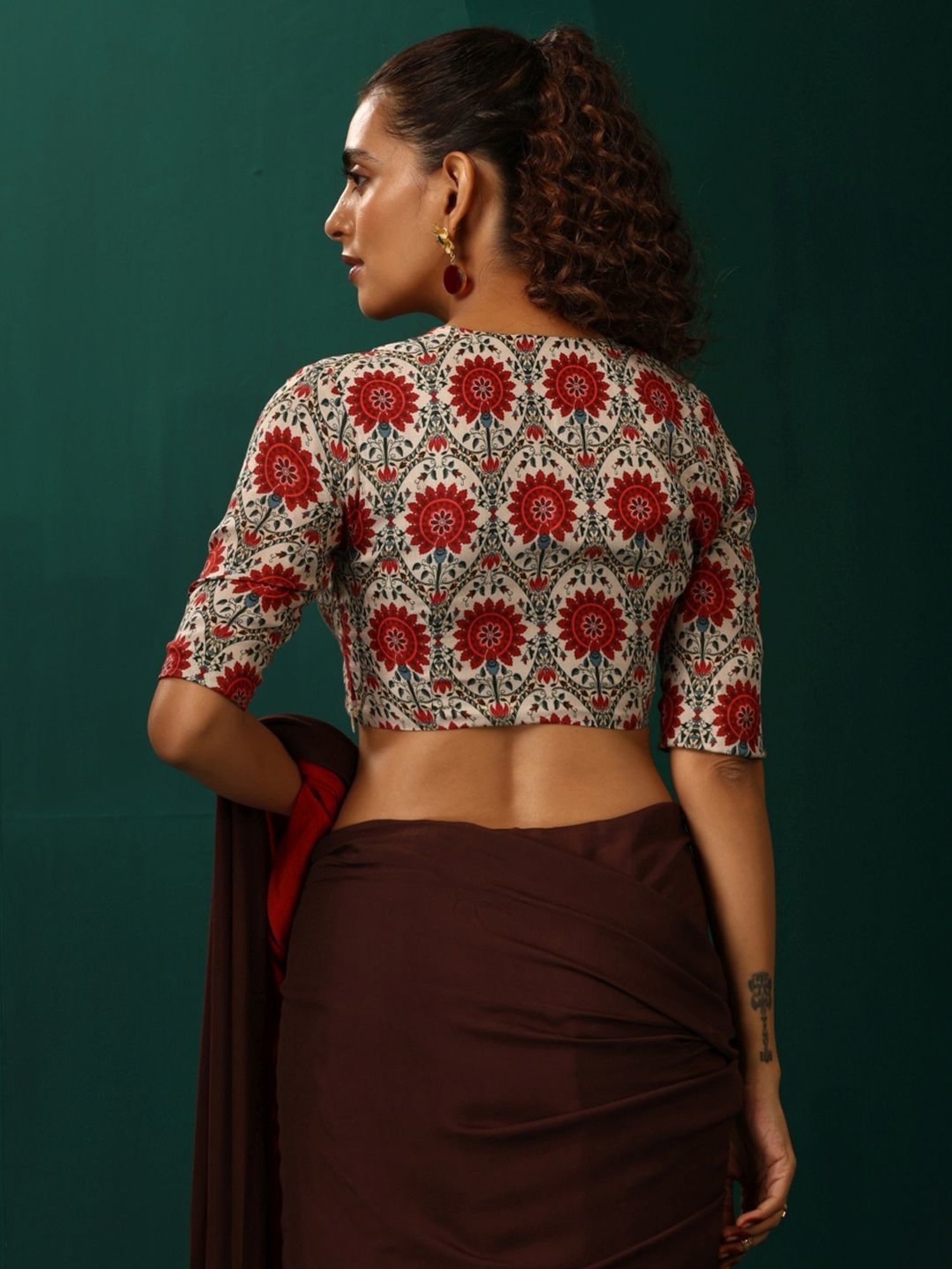 true Browns Beige Floral Print Blouse