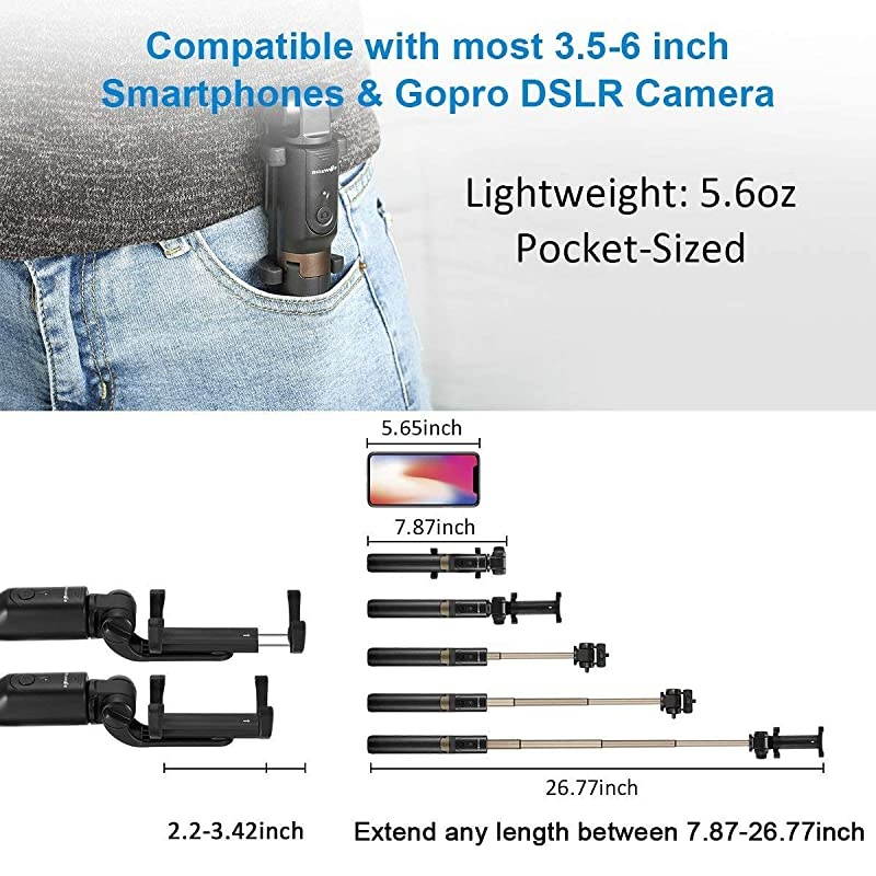 Selfie Stick Tripod with Bluetooth Remote for Gopro iPhone x 8 Plus 7 6 6s Plus Android Samsung s9 s8 s7 Plus Edge 4 in 1 Mini Pocket Extendable Monopod Aluminum Alloy 360 Degree Rotation