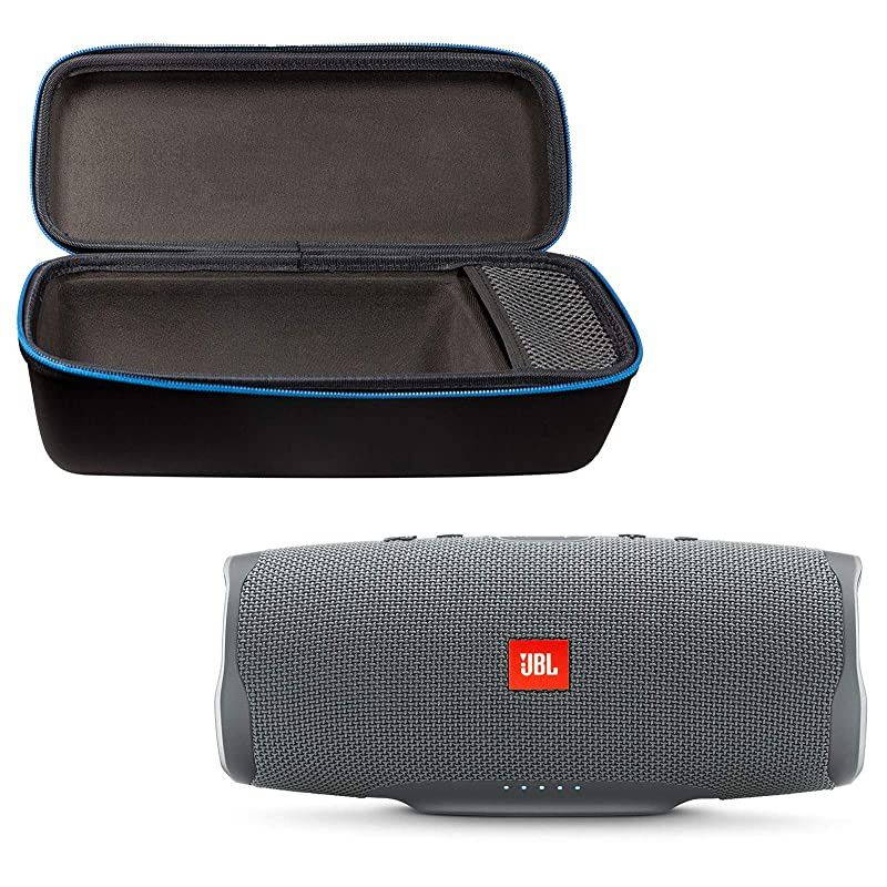 Charge 4 Portable Waterproof Wireless Bluetooth Speaker Bundle with divvi Charge 4 Protective Hardshell Case Gray