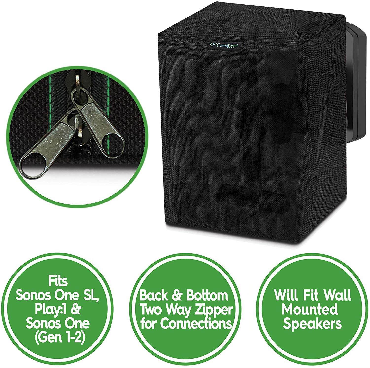 Two Black Heavy Duty Outdoor Sonos Speaker Covers - Protection for Your Sonos Play:1, Sonos One & Sonos One SL Speakers - Fits Wall Mounted Speakers