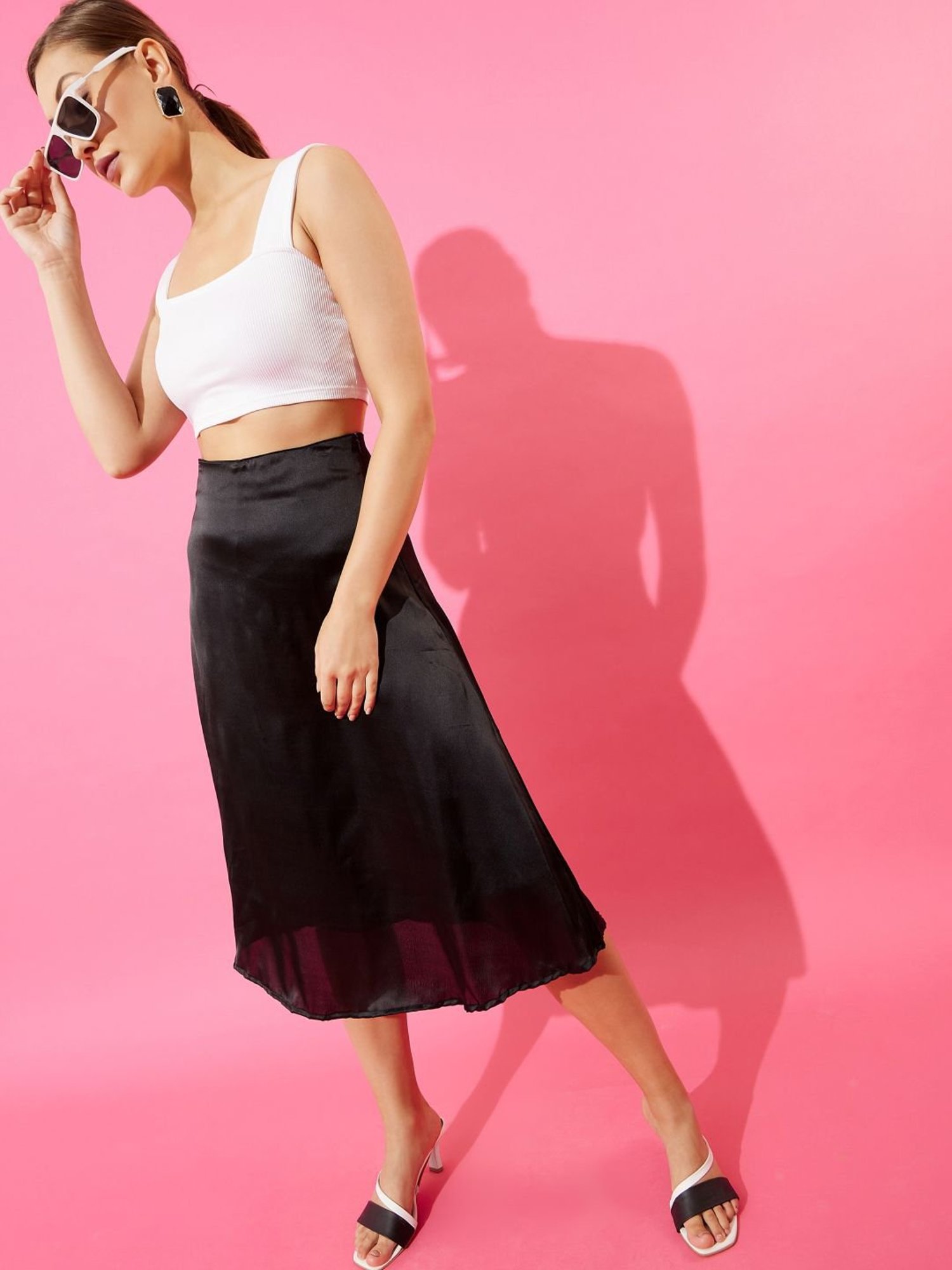 Anvi Be Yourself Black A-Line Skirt