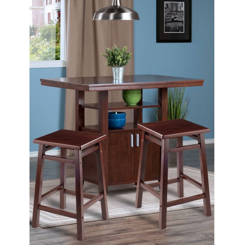 3pc Albany Counter Height Dining Set Walnut - Winsome