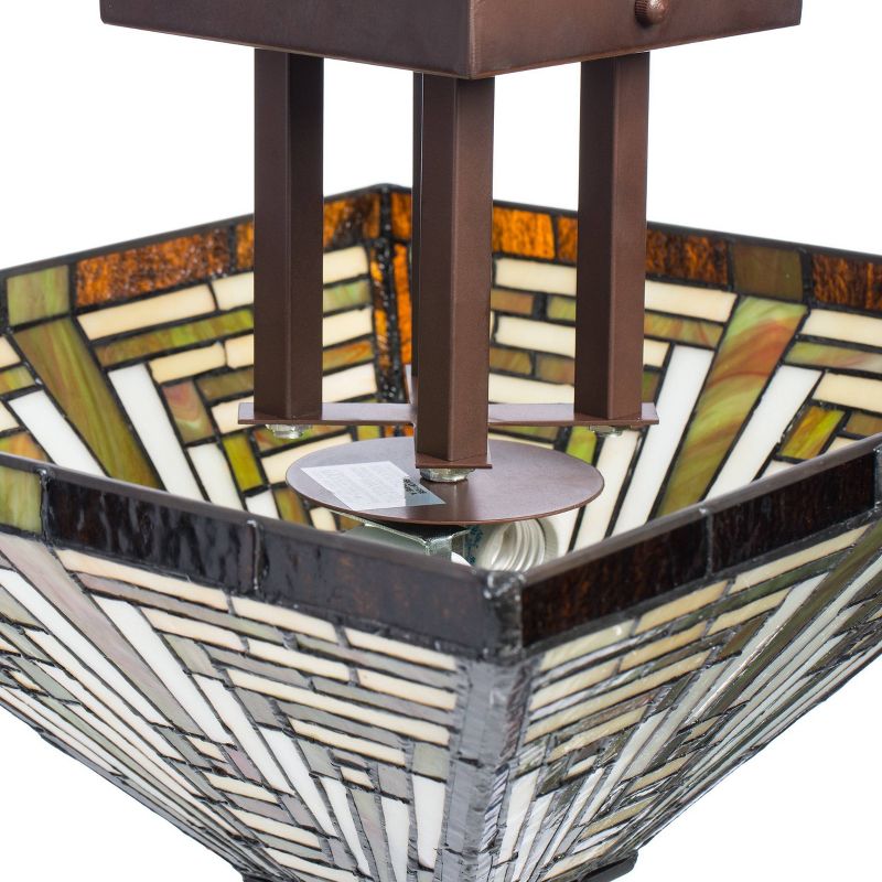 20" x 20" x 12" Tiffany Style Frank Lloyd Wright Mission Ceiling Lamp Brown - Warehouse of Tiffany