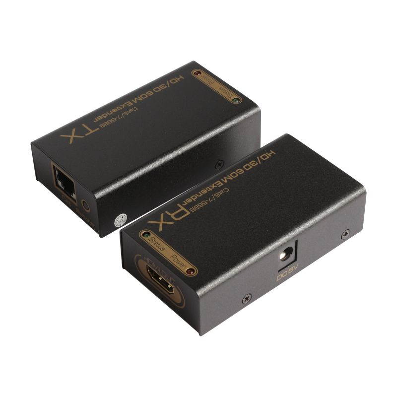 HDMI-CAT-HDMI Extender CAT-6 cable between Rx and TX Up to 60 Meters