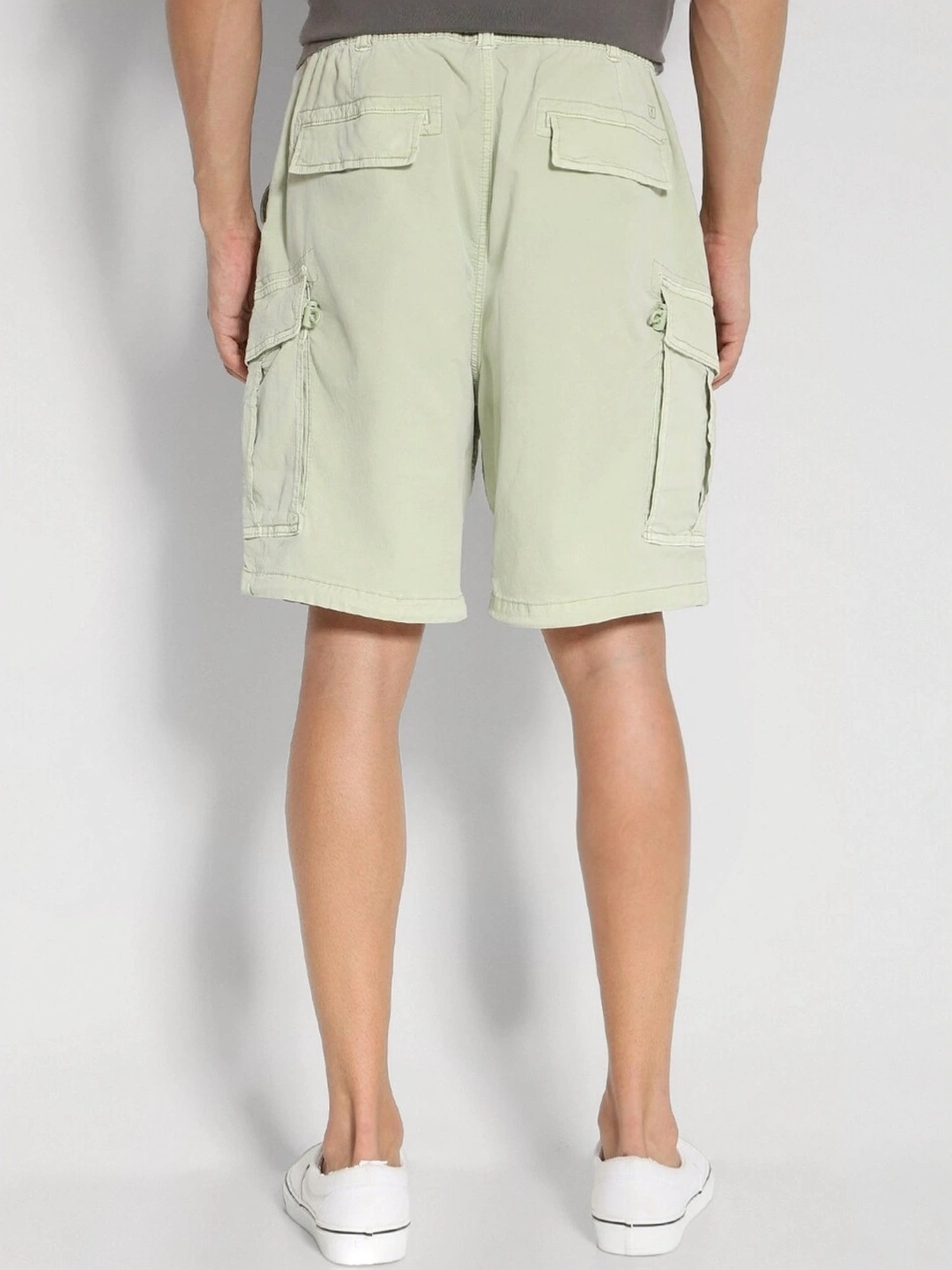 American Eagle Green Cotton Regular Fit Cargo Shorts