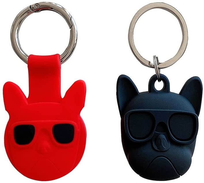 for Apple Air_Tags Silicone Case,3D Cartoon Animal Fashion Character Silicone Cartoon,with Keychain Protective Anti-Scratch,Compatible with Apple AirTags 2021 (2 pcs Black+red)
