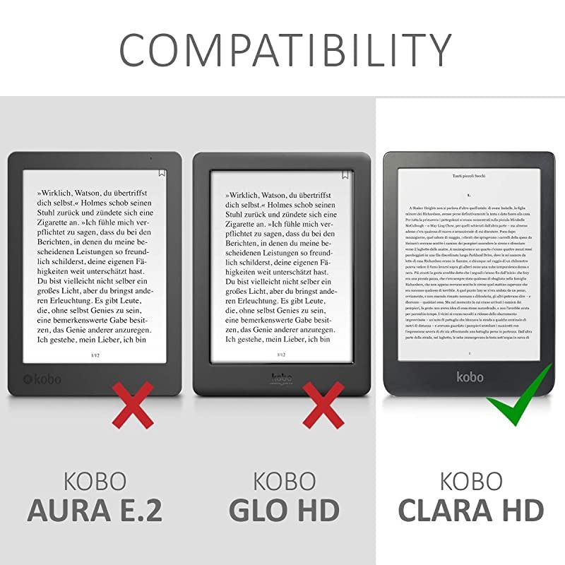 Cover Compatible with Kobo Clara HD Case with Strap + Stand Mint