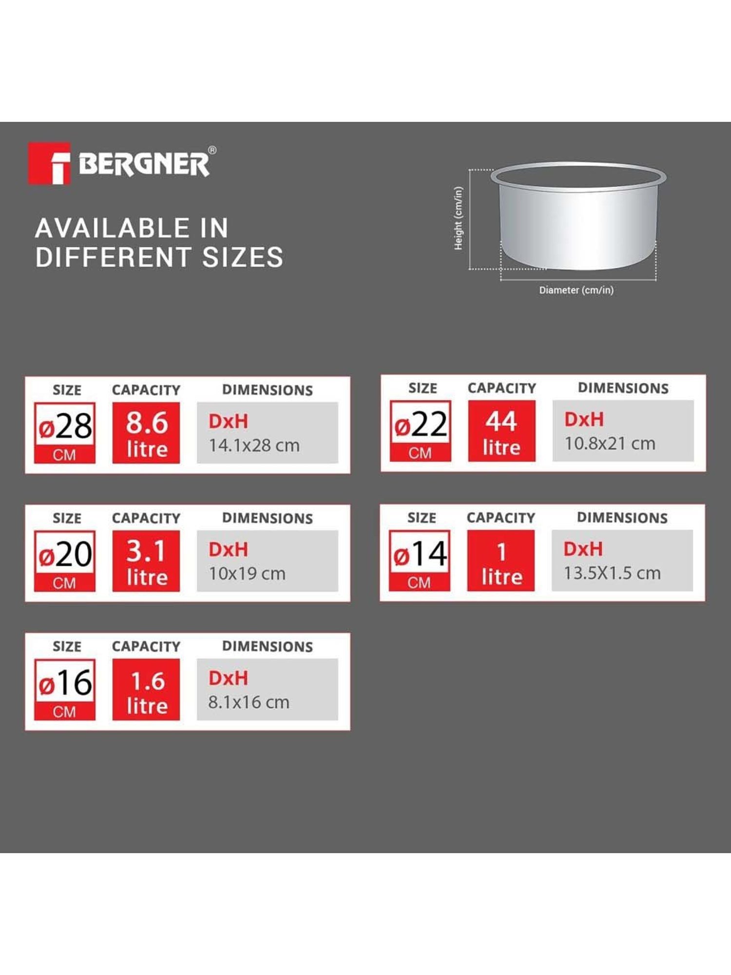 Bergner Argent Triply Silver Stainless Steel 14 cm Induction Patila Pot With Lid (1 L)