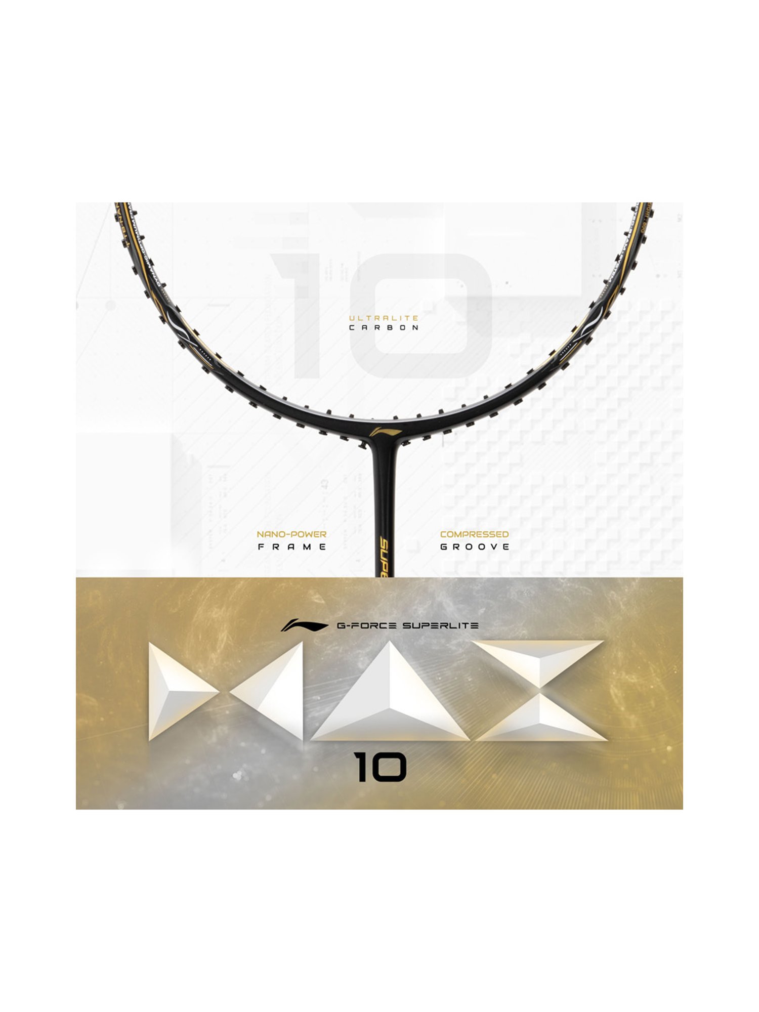 Li-Ning G-Force Superlite Max 10 Badminton Racket (Jet Black) Size - Medium