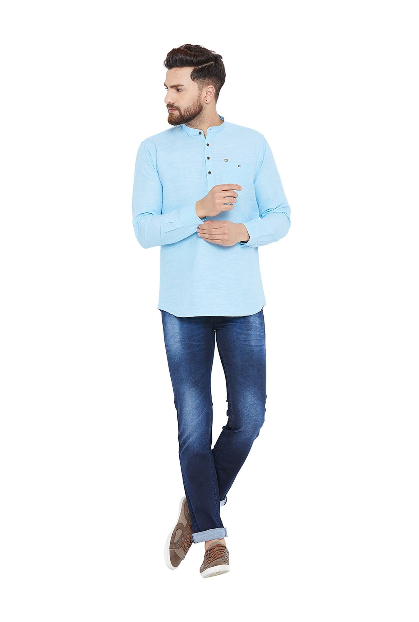 Duke Turquoise Regular Fit Cotton Kurta