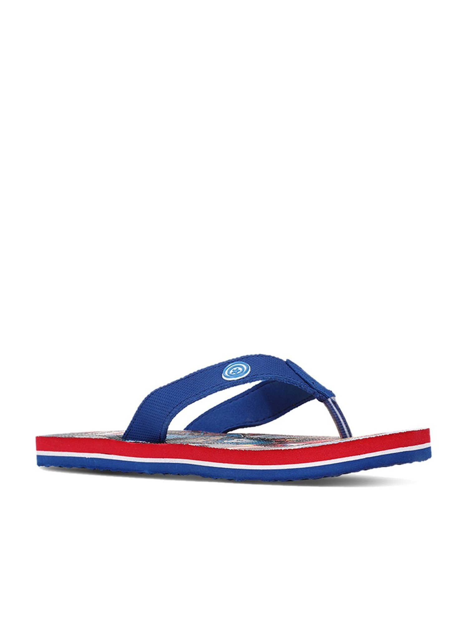 Yellow by Westside Navy Stripe Pattern Slides