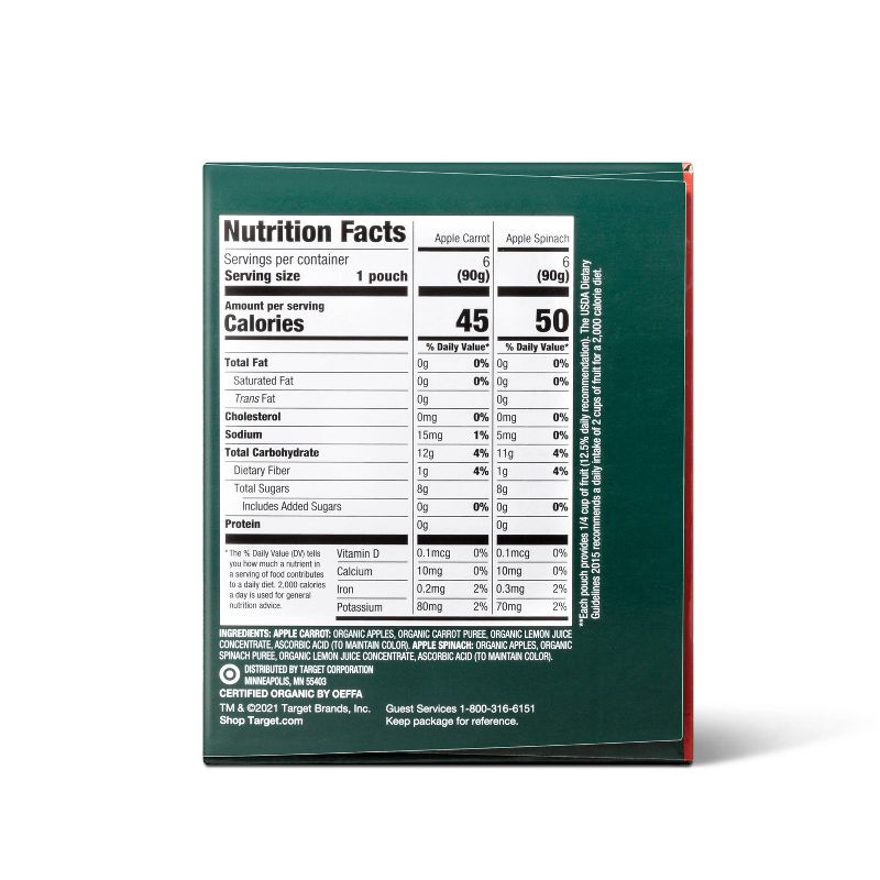 Organic Applesauce Pouches - Apple Carrot & Apple Spinach - 12ct - Good & Gather™