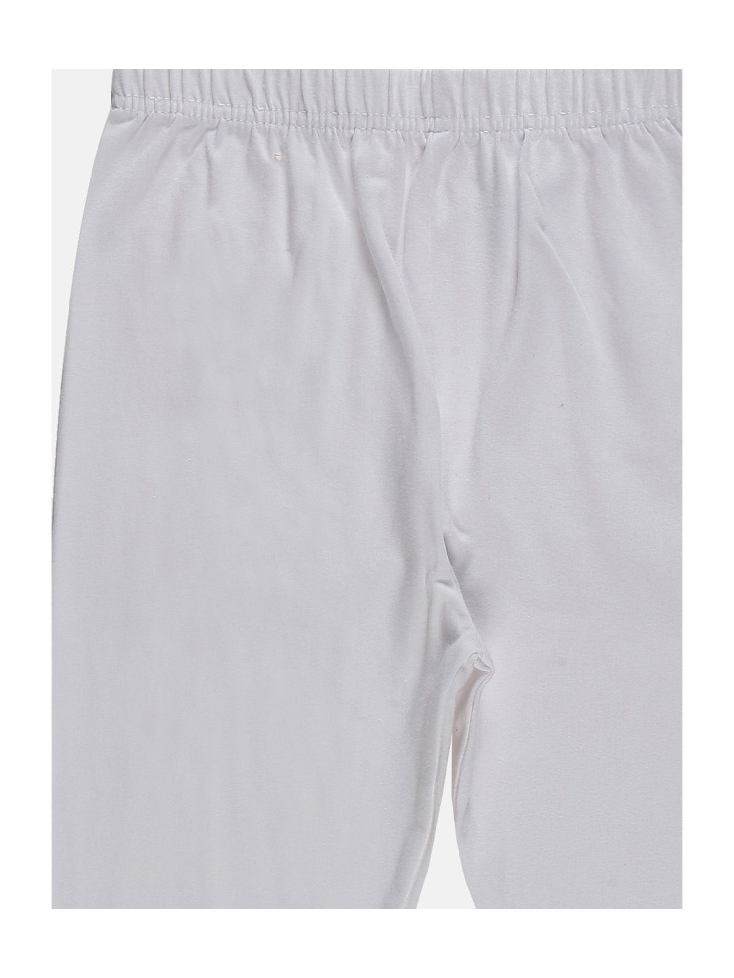 Kiddopanti Girls White Solid Leggings