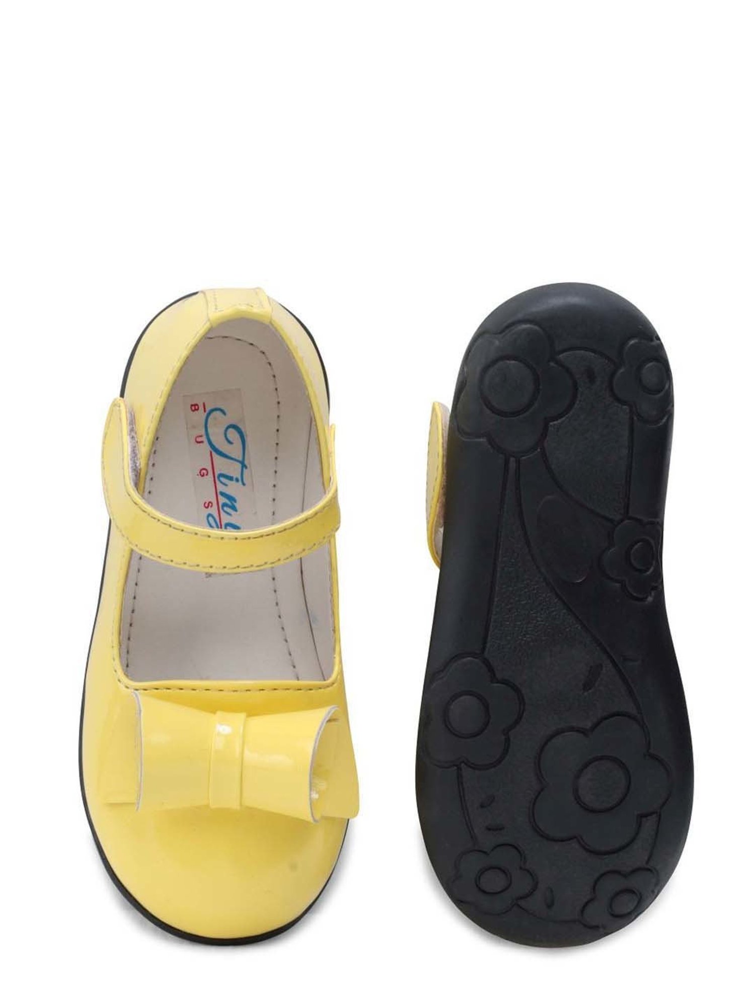Tiny Bugs Kids Yellow Mary Jane Shoes