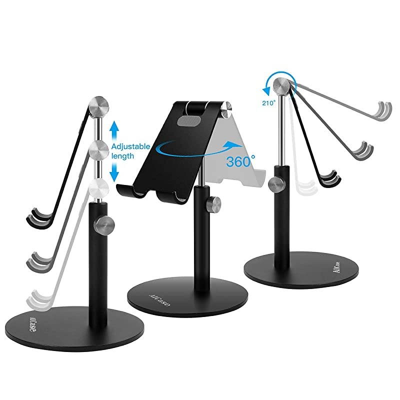 Adjustable TabletPhone Stand  Telescopic Adjustable iPad Stand HolderUniversal Multi Angle Aluminum Stand Compatible with iPhone Smart Cell PhoneTabletiPad413 inch Black