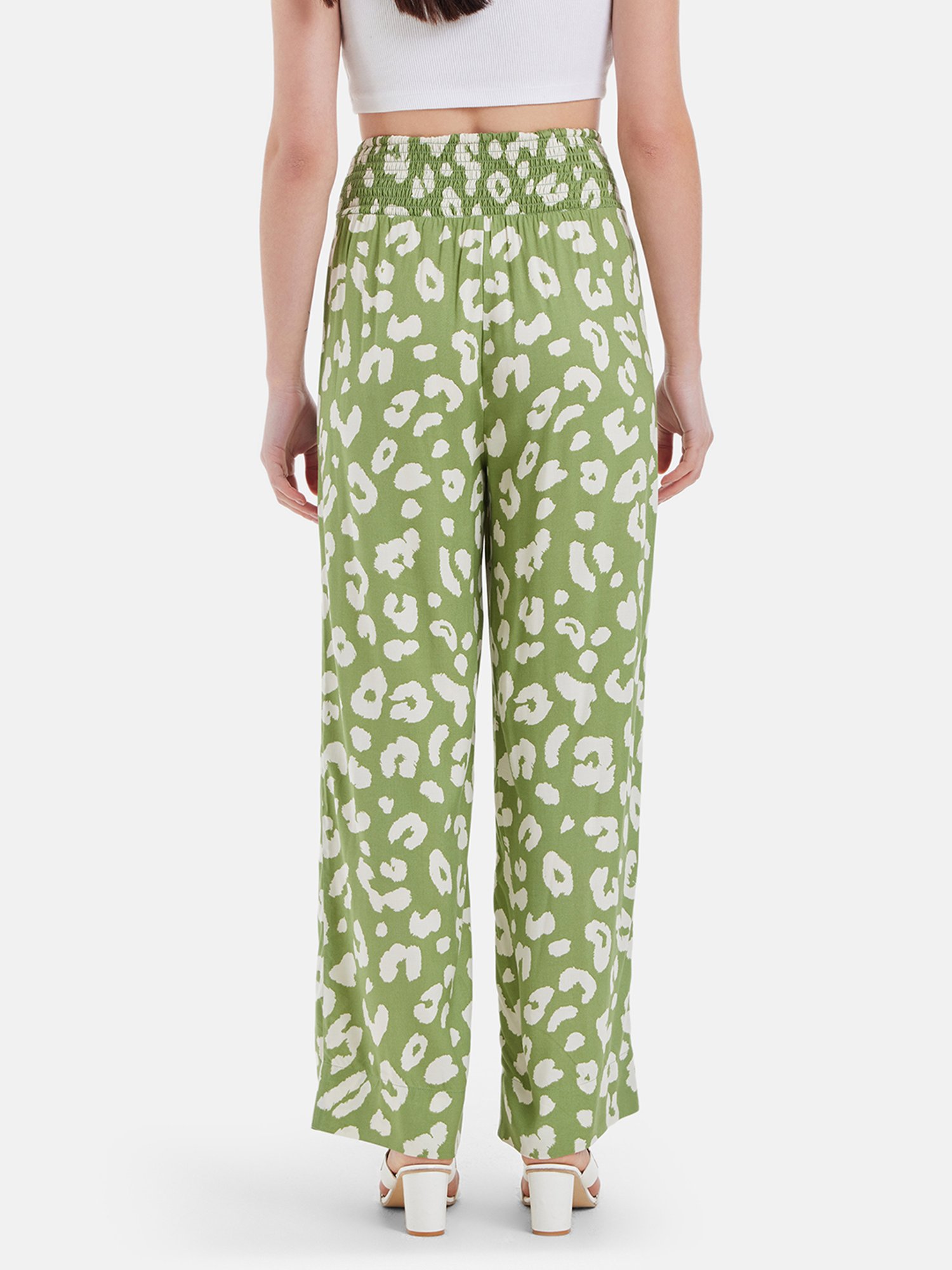 Kazo Green Printed Trousers