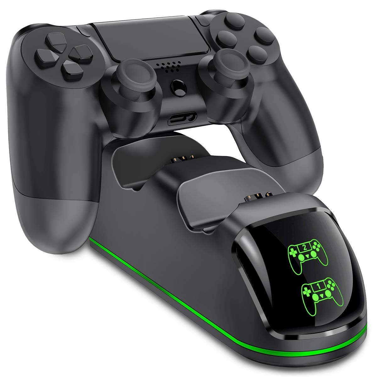 Nurbenn PS4 Controller Charger PlayStation4 Controller Charger Station for Sony PS4/ PS4 Pro/ PS4 Slim Controller with Solid Light Strap