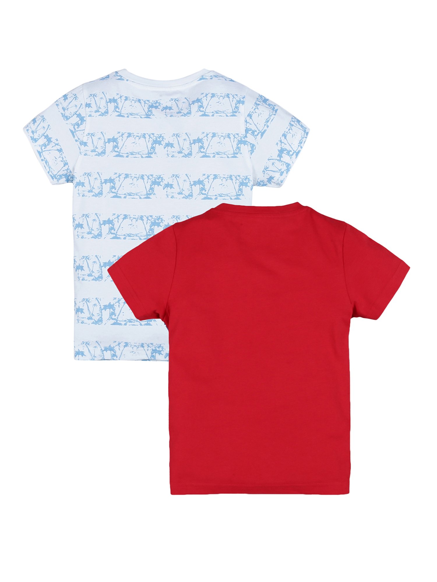 Plum Tree Boys Red & White Printed T-Shirt (Pack Of 2)