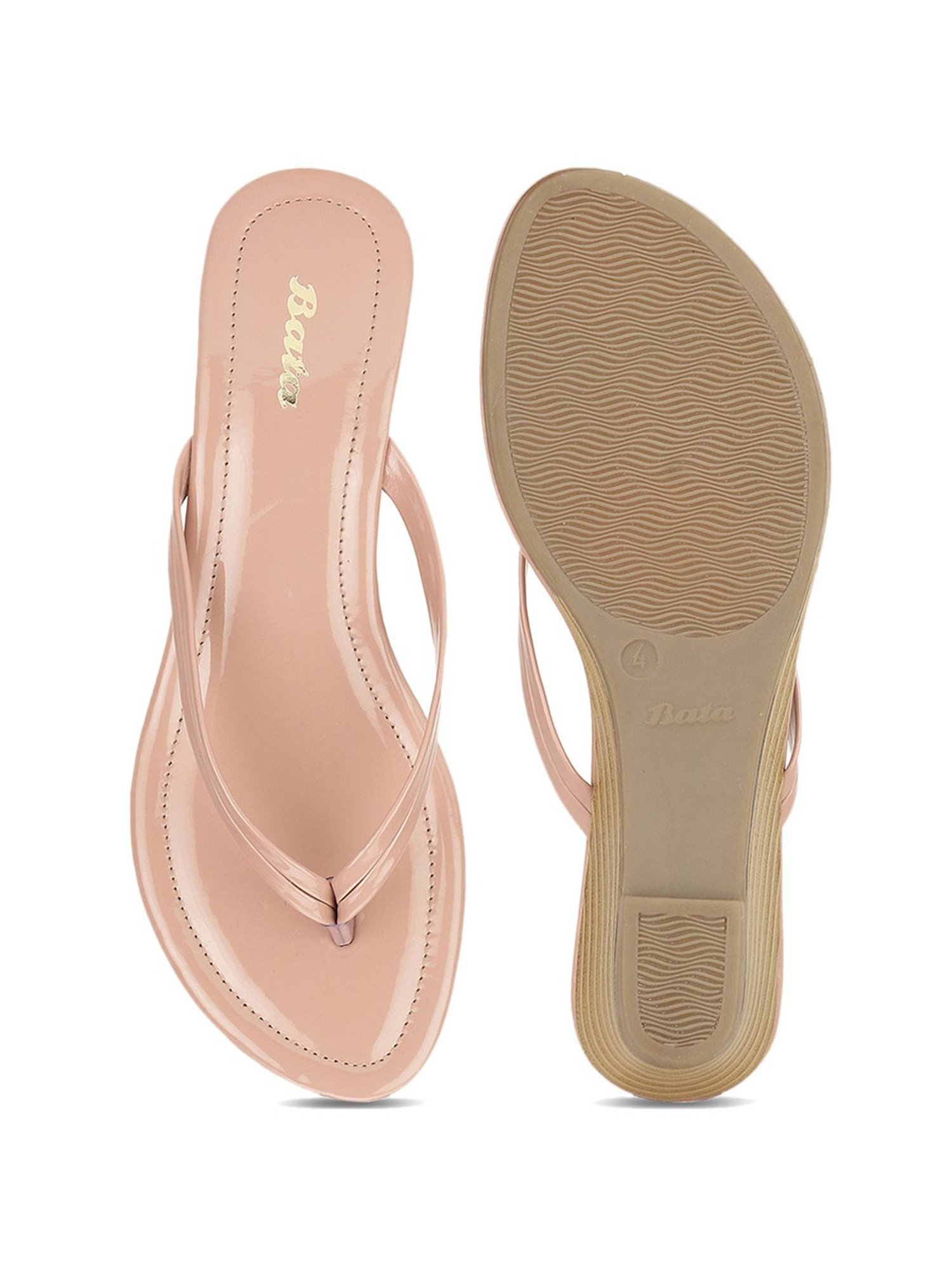 Bata Women's Pink Thong Wedges
