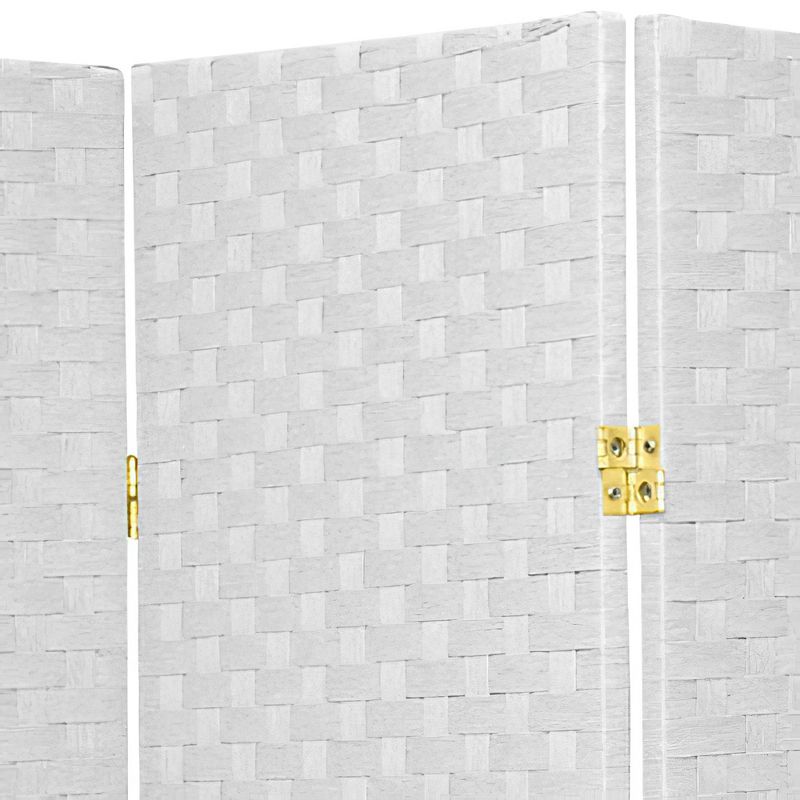 6 ft. Tall Woven Fiber Room Divider - White (5 Panels)