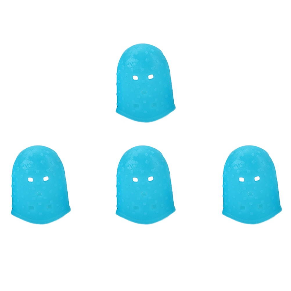4 Pcs Guitar Fingertip Protectors Silicone Finger Guards Finger Picks Protector Finger Caps for Ukulele Electric Guitar Mandolin - Cyan (M)