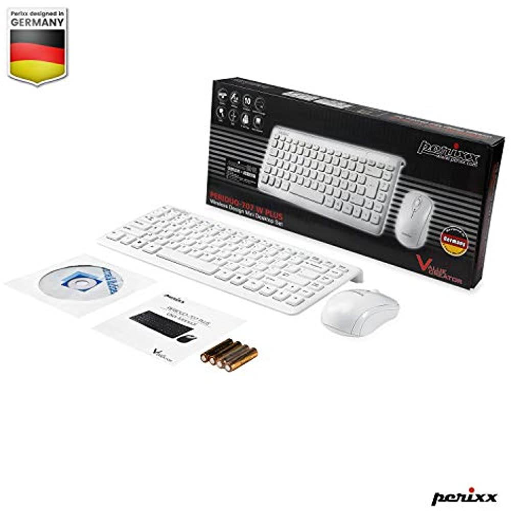 Perixx PERIDUO-712 Wireless Mini Keyboard and Mouse Set, Portable Compact Size 13 Multimedia Hot Keys Keyboard and 1000 DPI Optical Mouse Combo, Black, US Layout
