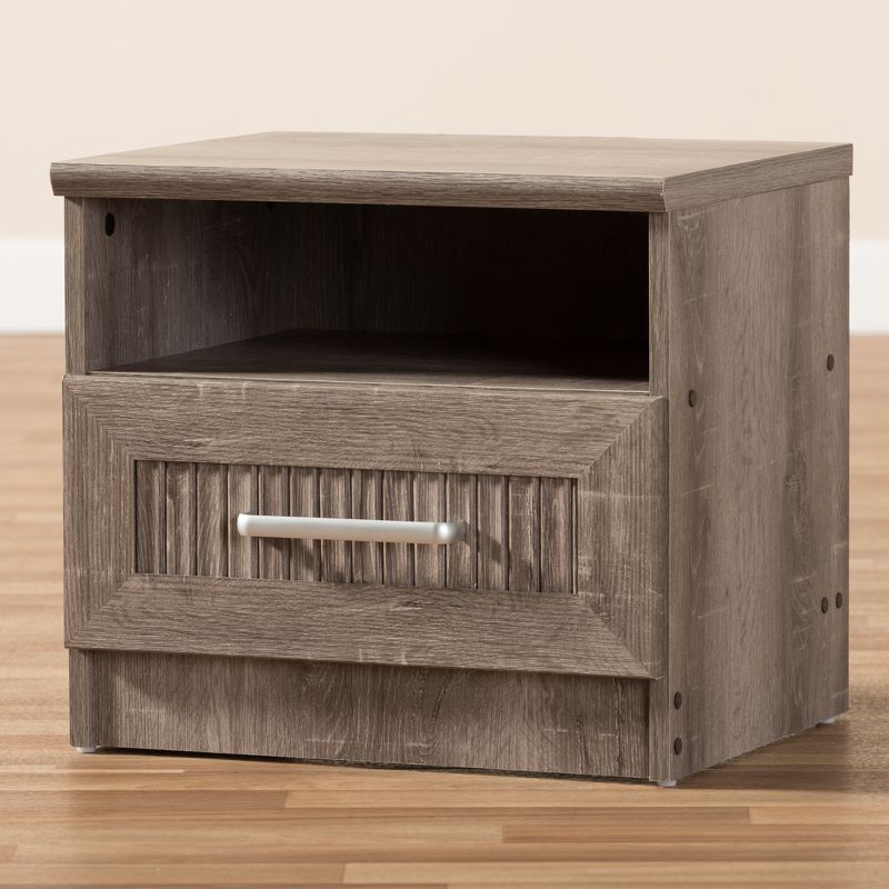 Gallia Modern and Contemporary Oak Finished 1 Drawer Nightstand Brown - Baxton Studio