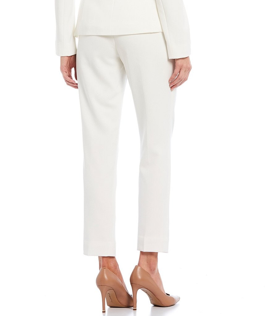 Tahari ASL Pebble Crepe Asymmetric Pleat Hem Belted Jacket 2-Piece Pant Suit