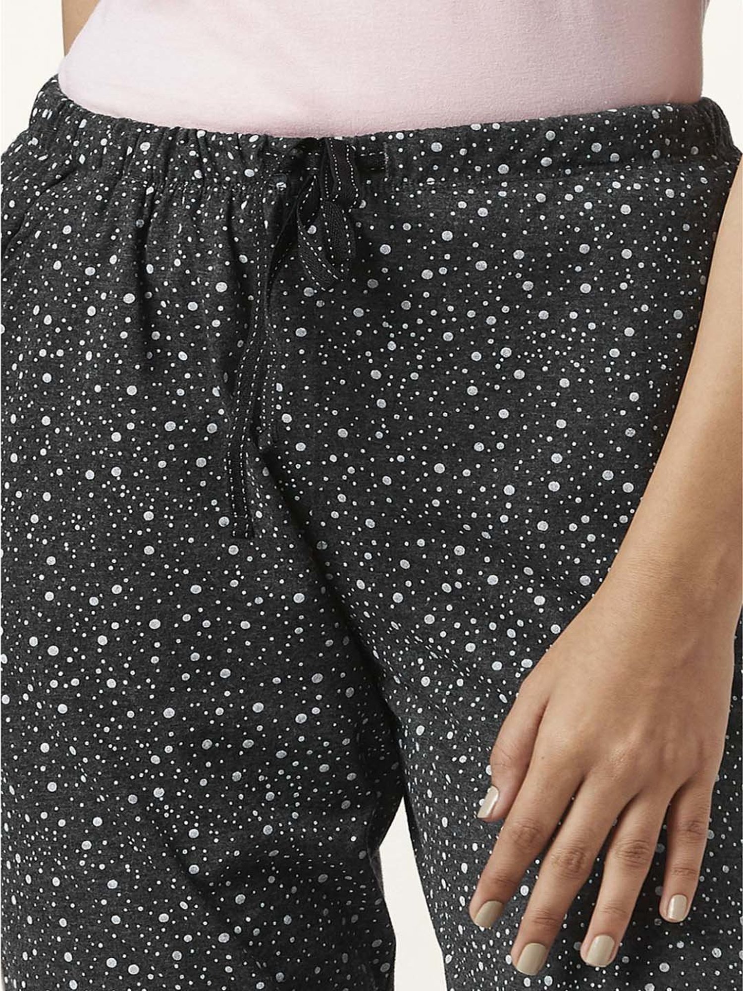 Dreamz by Pantaloons Pink & Black Cotton Printed T-Shirt & Pyjama Set