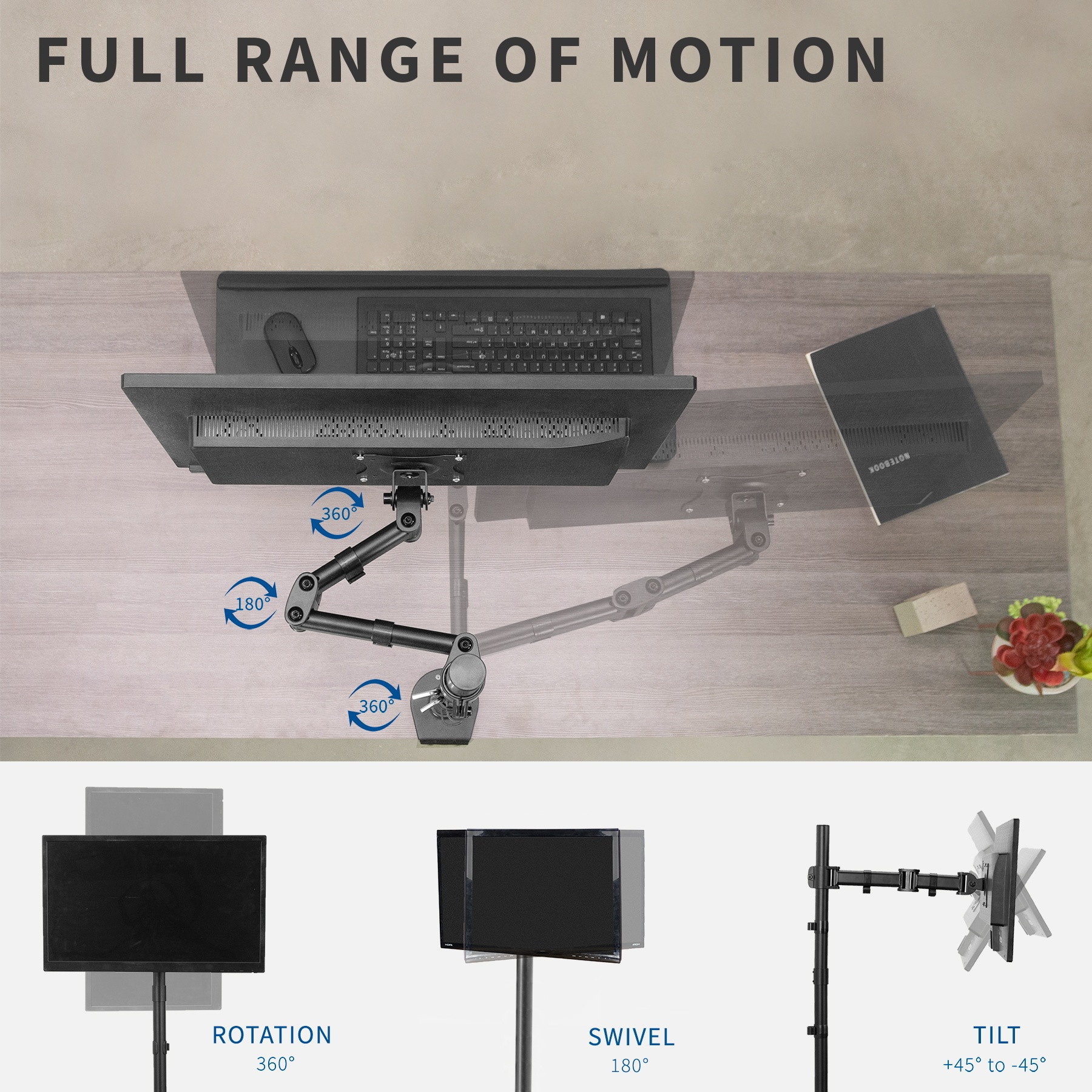 VIVO Single Monitor Desk Mount Extra Tall Fully Adjustable Stand for up to 32" Screen (STAND-V001T)
